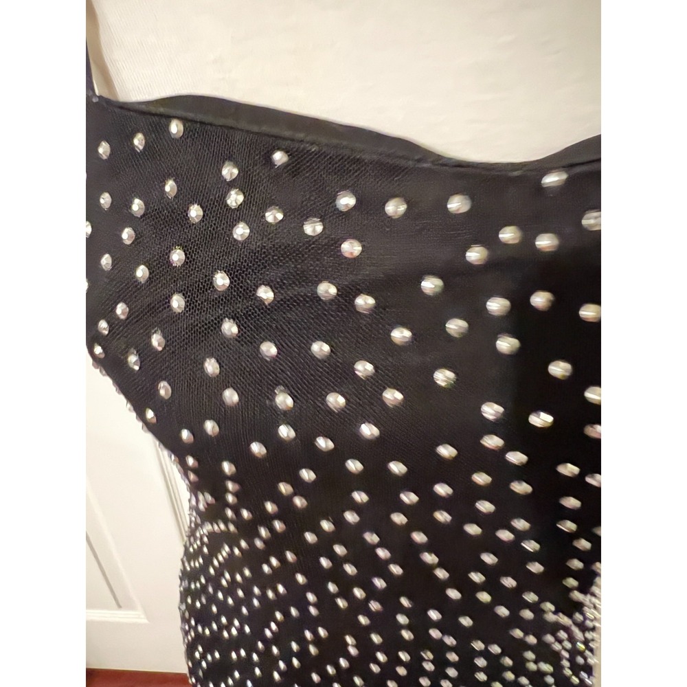 Emerald Sundae Womens Black Rhinestone Bodycon Dress Sz L Nwt Glam Evening Sexy - Picture 3 of 14